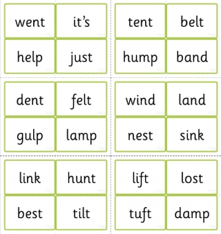 Phase Four Word Cards - CVCC Words Using Sets 1-7 Letters