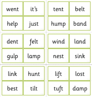 Phase Four Word Cards - CVCC Words Using Sets 1-7 Letters