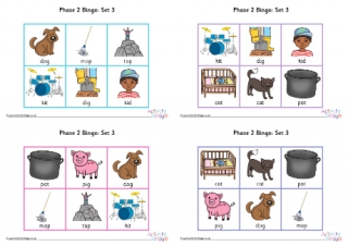 Phonics Phase 2 Set 3 Bingo Game 