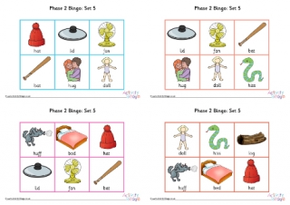 Phonics Phase 2 Set 5 Bingo Game