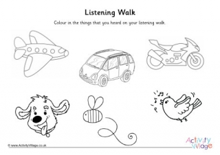 Phonics Phase One Listening Walk Colour In