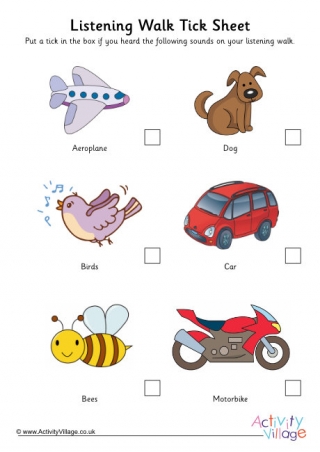 Phonics Phase One Listening Walk Tick Sheet