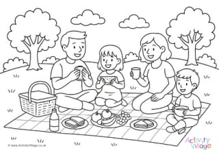 Picnic Colouring Page