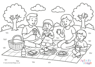 Picnic Colouring Page
