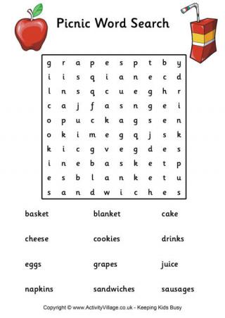 Picnic Word Search - Easy