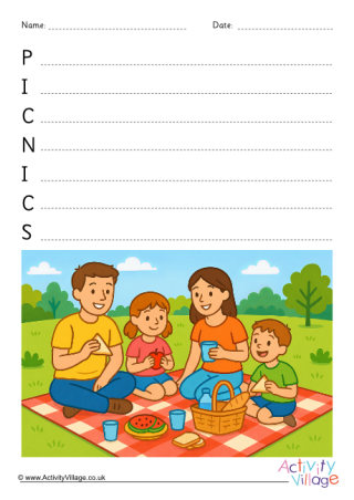 Picnics Acrostic Poem Printable