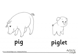 Pig and Piglet Colouring Page
