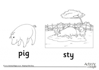 Pig and Sty Colouring Page