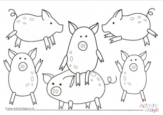 Pigs Colouring Page