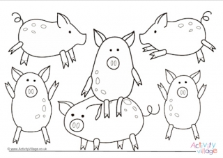 Pigs Colouring Page