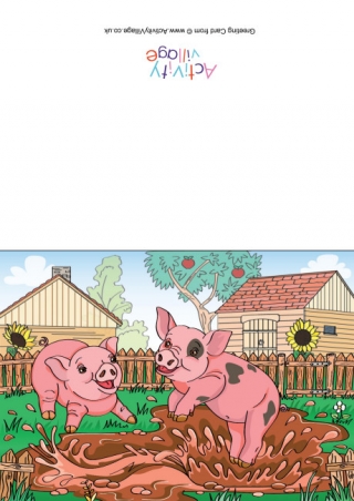 Pigs Scene Card