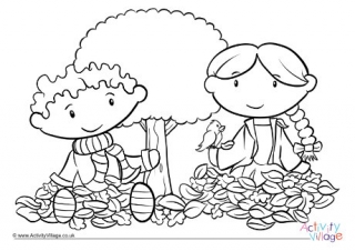 Piles Of Autumn Leaves Colouring Page