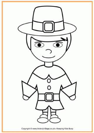 Pilgrim Boy And Girl Coloring Pages Thanksgiving Colouring Pages