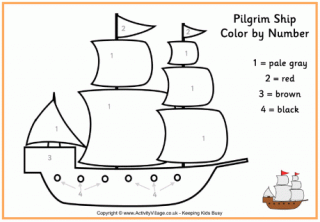 Pilgrim Ship Colour by Number