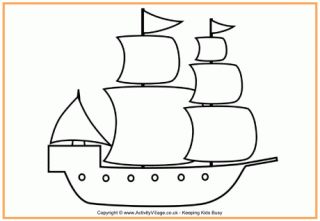 Pilgrim Ship Colouring Page