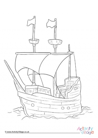 Pilgrim Ship Colouring Page