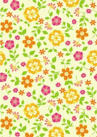 Pink and Orange Flowers Scrapbook Paper