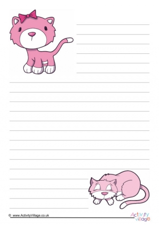 Pink Cat Writing Paper