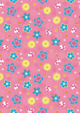Pink Flowers and Ladybugs Scrapbook Paper