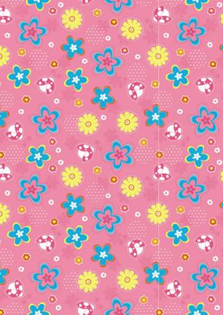 Pink Flowers and Ladybugs Scrapbook Paper