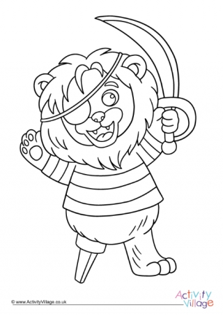 Pirate Lion Colouring Page 1