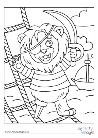 Pirate Lion Colouring Page 2
