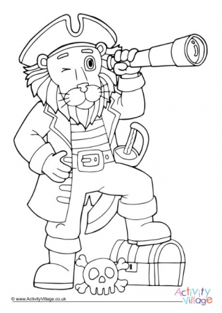 Pirate Lion Colouring Page