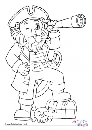 Pirate Lion Colouring Page