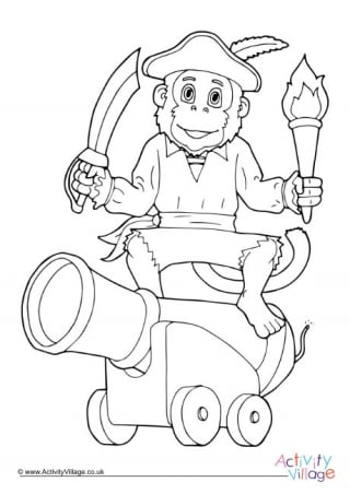 Pirate Monkey Colouring Page