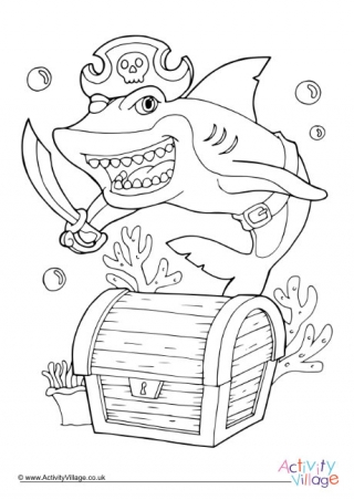 Pirate Shark Colouring Page