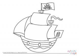 Pirate Ship Colouring Page 1