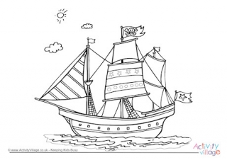 Pirate Ship Colouring Page 2