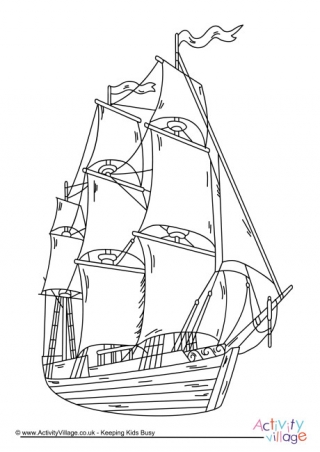 Pirate Ship Colouring Page 4