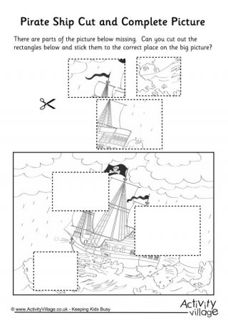 Pirate Ship Cut and Complete the Picture