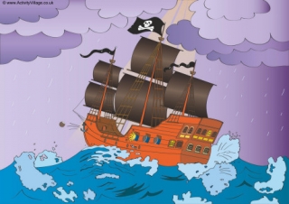 Pirate Ship Scene Poster