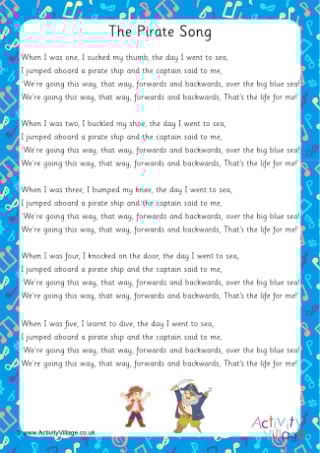 Pirate Song Printable