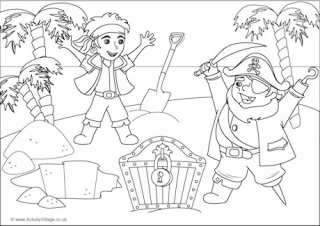 Pirates Scene Colouring Page