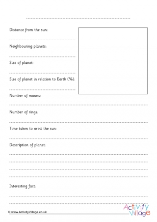 Planet Fact File Blank