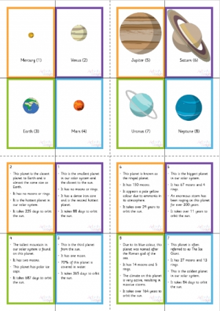 Planets Quiz Cards