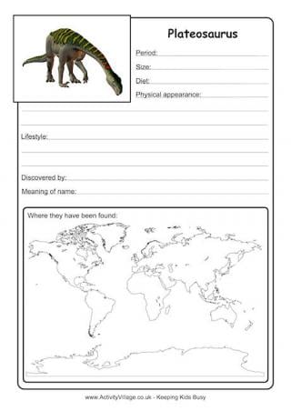 Plateosaurus Worksheet