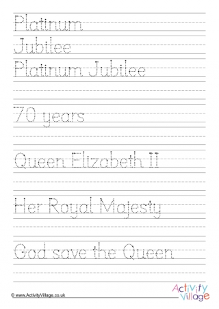 Platinum Jubilee Handwriting Worksheet 2