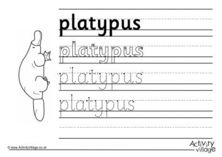 Platypus Handwriting Worksheet