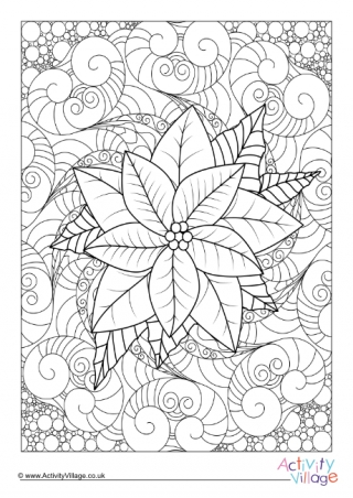 Poinsettia Doodle Colouring Page