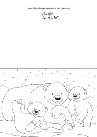 Polar Bears Scene Colouring Card