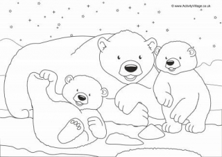 Polar Bears Scene Colouring Page