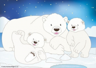 Polar Bears Scene Poster