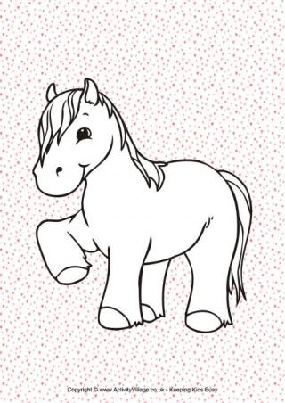 Pony Heart Colouring Page
