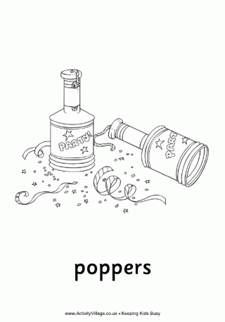 Party Poppers Colouring Page