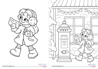 Posting a Valentine Colouring Page