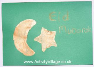 Potato Print Eid Card